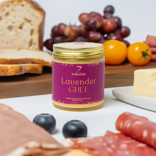 Lavender ghee used in a charcuterie board. Other uses include pancakes, seafood, coffee